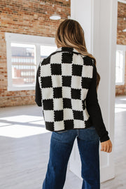 Meg Checkered Sherpa Collared Vest | S-XL