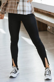 Casual Slit Knit High Waisted Leggings | S-XL