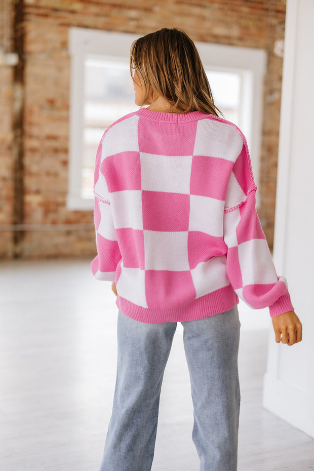 Checkered Bishop Sleeve Sweater | S-2XL | PRE ORDER