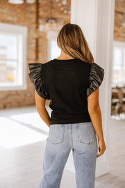 Rylee Leather Ruffle Shoulder Blouse | S-XL | PRE ORDER