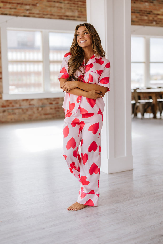 Valentine Heart Short Sleeve Shirt Pajama Set | S-XL | PRE ORDER