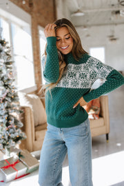 Snowflake Dotted Round Neck Sweater | S-XL