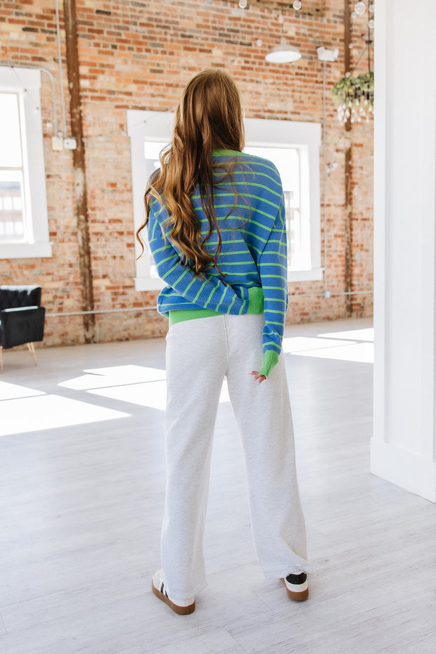 Ginny Striped Drop Shoulder Sweater | S-XL