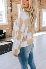 Checkered Bishop Sleeve Sweater | S-2XL