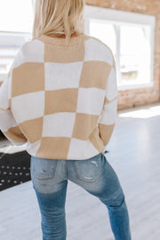 Checkered Bishop Sleeve Sweater | S-2XL