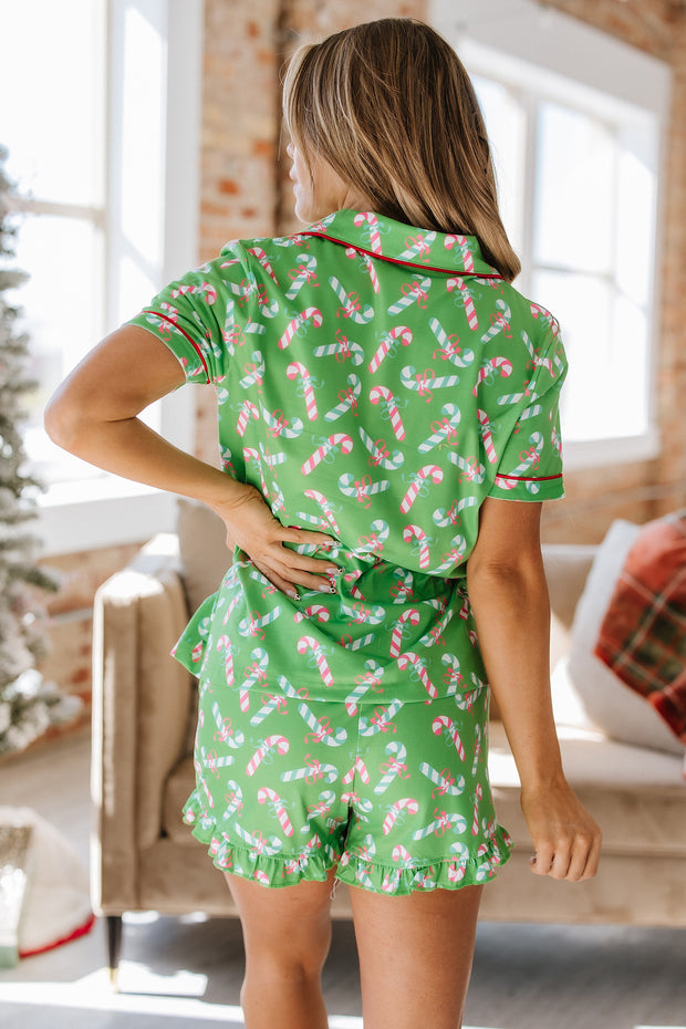 Candy Cane Print Pajama Set | S-2XL