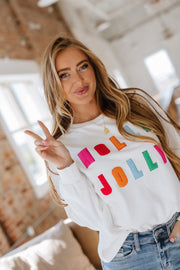 Holly Jolly Graphic Long Sleeve Top | S-2XL