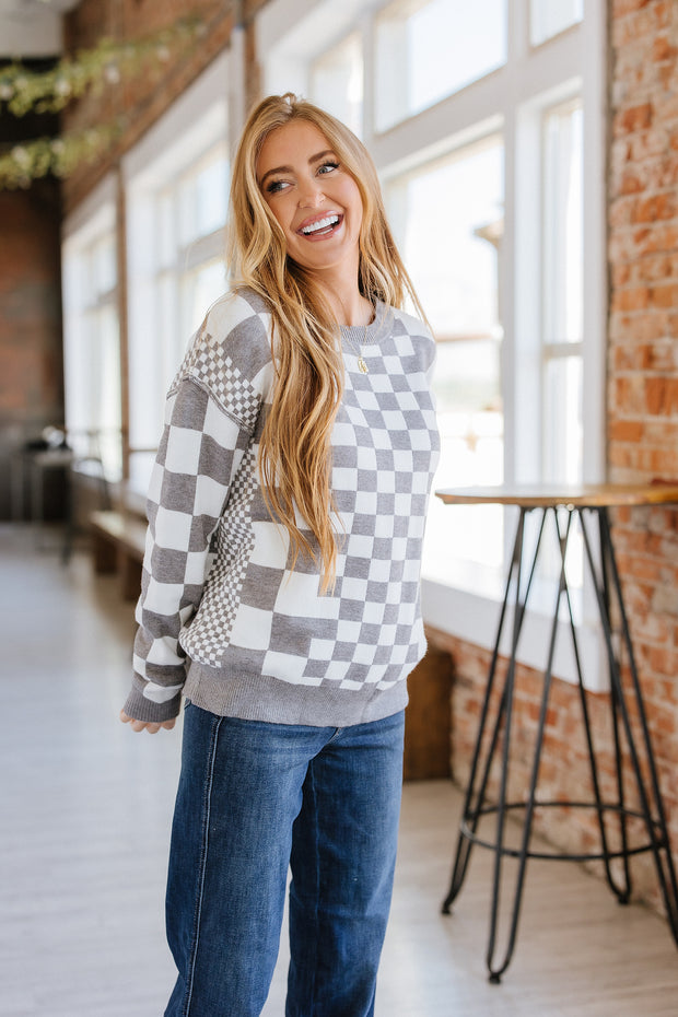 Lexee Checkered Round Neck Sweater | S-2XL | PRE ORDER