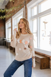 Hello Floral Embroidered Knit Sweater | S-XL