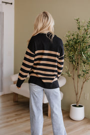 Elaina Striped Quarter Zip Sweater | S-3XL