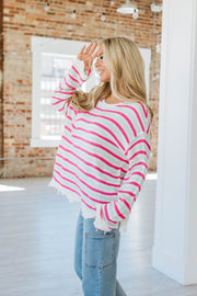 Jaqueline Striped Drop Sleeve Sweater | S-XL