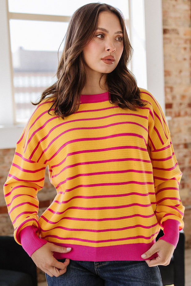 Ginny Striped Drop Shoulder Sweater | S-XL