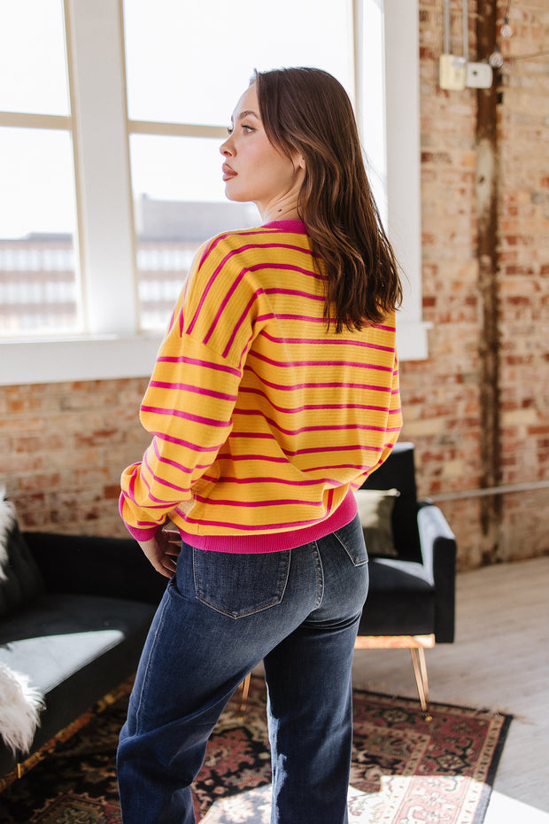 Ginny Striped Drop Shoulder Sweater | S-XL