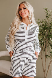 Virginia Striped Henley Pullover & Shorts Set | S-XL