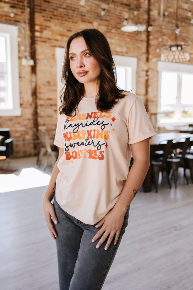 SALE - Flannels Hayrides Pumpkins Bonfires Graphic Tee | S-XL