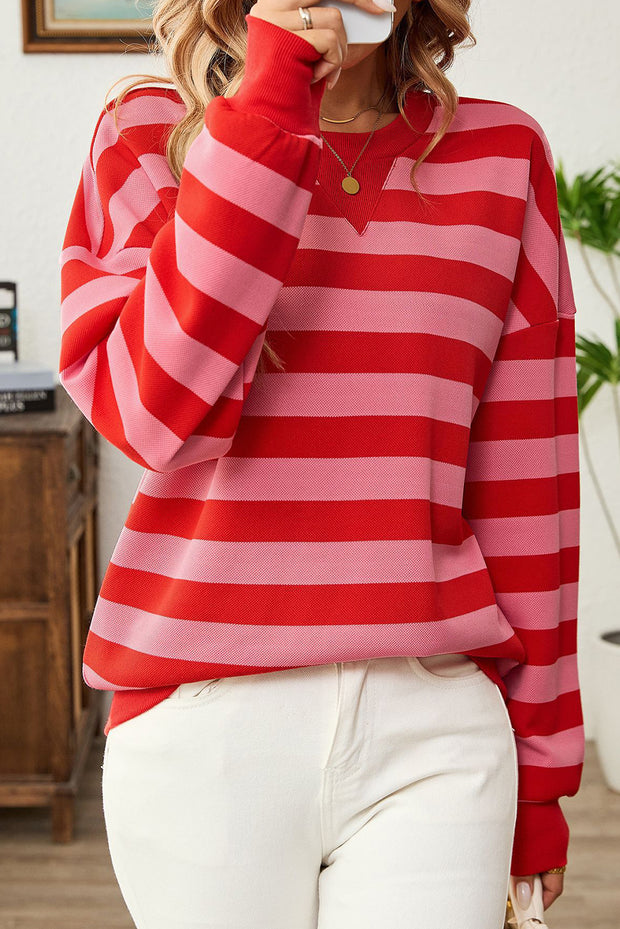 Mylee Striped Round Neck Sweatshirt