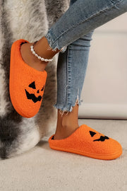 Pumpkin Face Graphic Plush Slippers | PRE ORDER