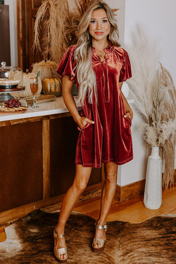 Bryson Velvet Smocked Mini Dress