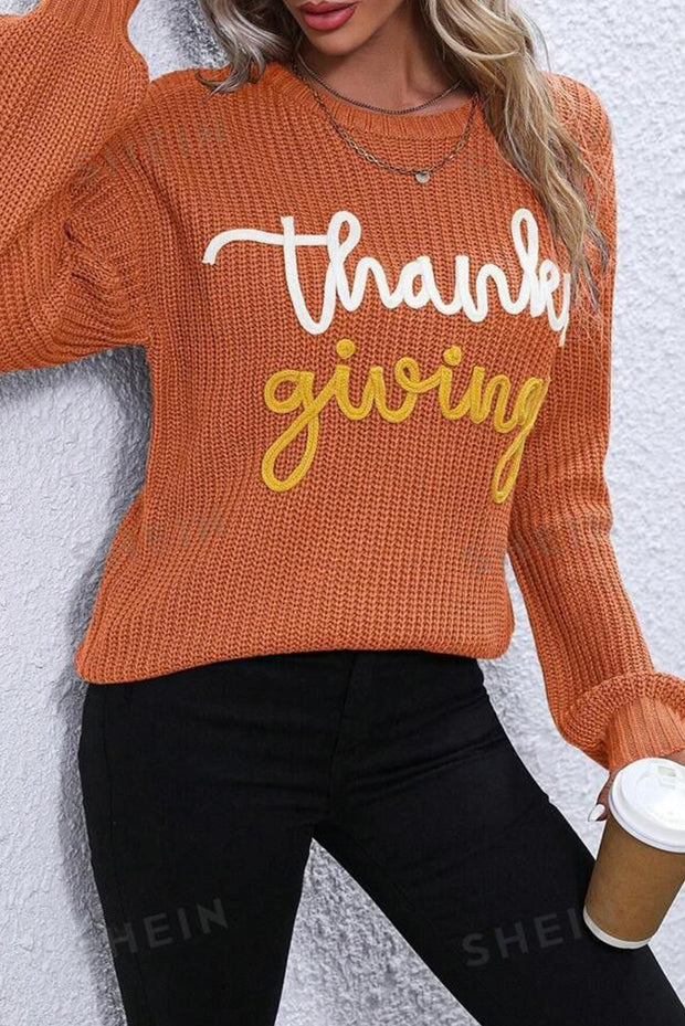 Thanksgiving Letter Graphic Sweater | PRE ORDER