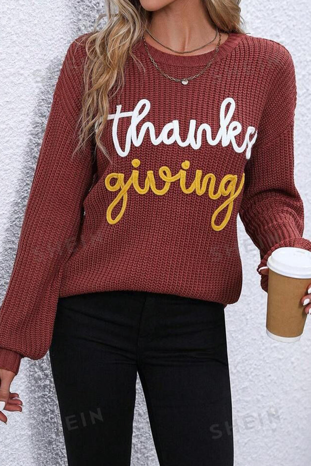 Thanksgiving Letter Graphic Sweater | PRE ORDER