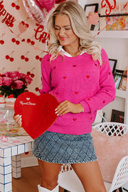 Alexis Heart Pattern Round Neck Sweater | S-XL | PRE ORDER