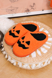 Pumpkin Face Graphic Plush Slippers | PRE ORDER