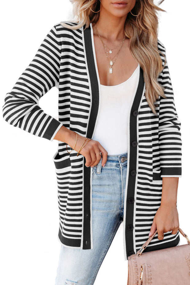 Gavin Striped Long Cardigan | S-2XL