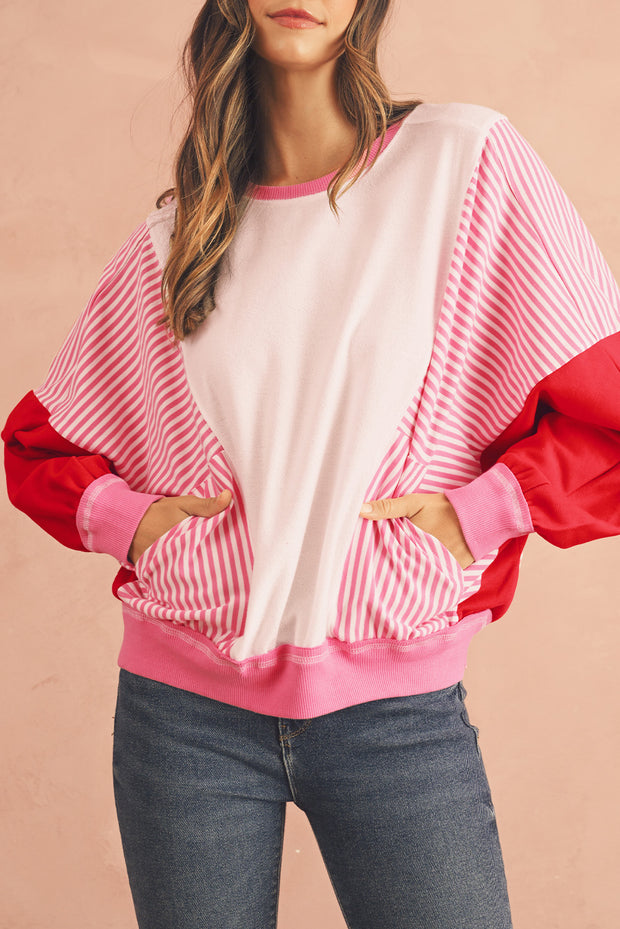 Kaleb Striped Patchwork Sweatshirt | S-XL