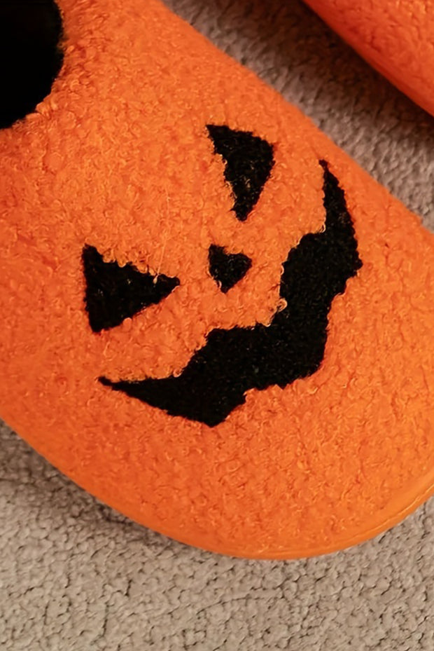 Pumpkin Face Graphic Plush Slippers | PRE ORDER