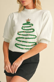 Tinsel Christmas Tree Short Sleeve Sweater | S-XL