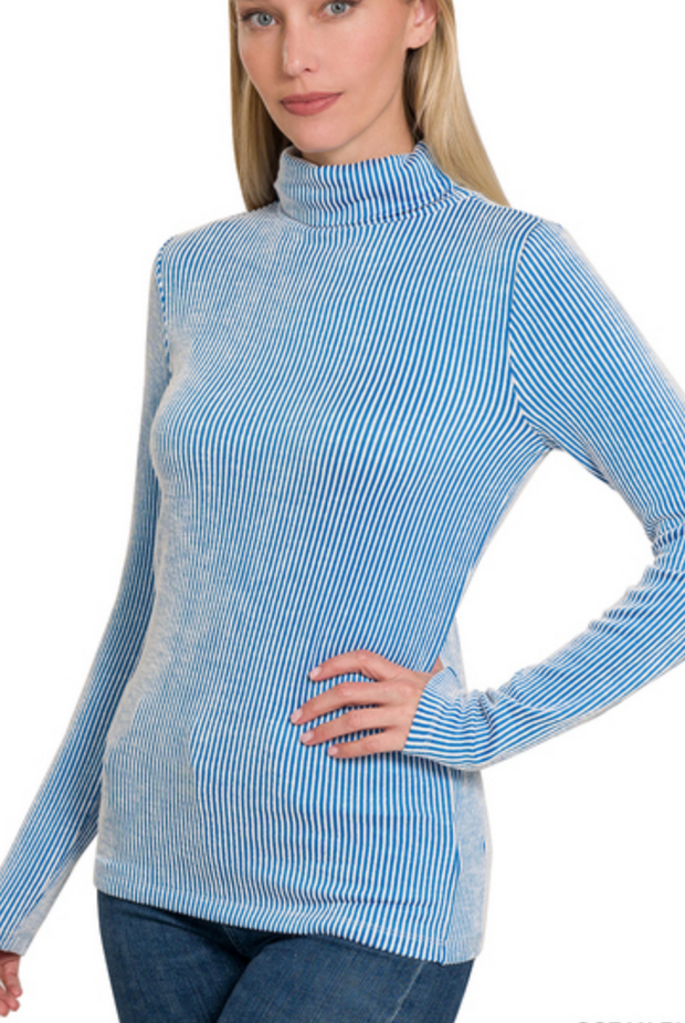 Nia Mock Neck Ribbed Long Sleeve Top