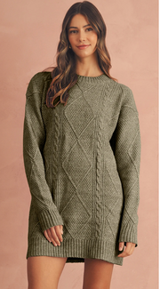 Ashley Cable Knit Sweater Dress | S-2XL