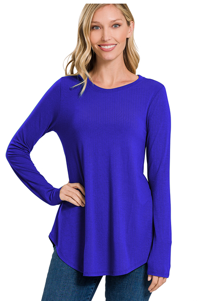 Long Sleeve Crew Neck Swing Tunic | S-3XL