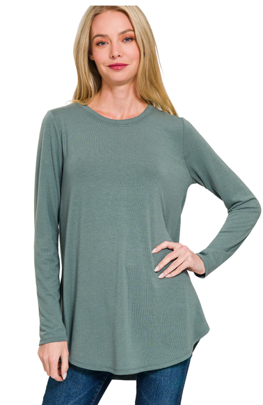 Long Sleeve Crew Neck Swing Tunic | S-3XL