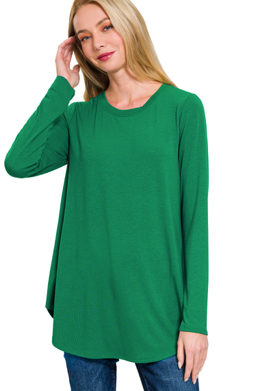 Long Sleeve Crew Neck Swing Tunic | S-3XL