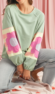 Tammy Flower Patchwork Sweatshirt | S-3XL | PRE ORDER