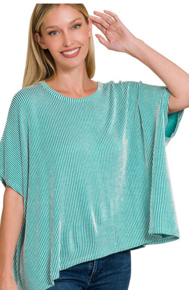 Mindy Ribbed Oversized Top | S-XL