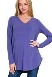 Long Sleeve V-Neck Swing Tunic | S-2XL