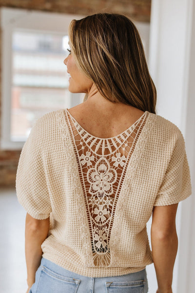 Abbie Lace Waffle Top | S-2XL