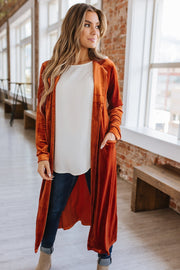 Adelina Long Velvet Cardigan | S-2XL