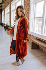 Adelina Long Velvet Cardigan | S-2XL