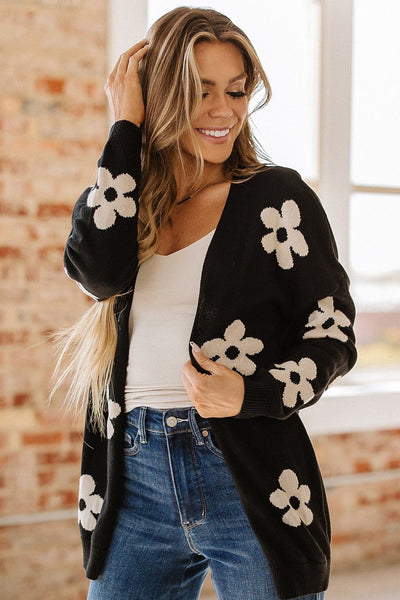 Alana Flower Drop Shoulder Cardigan