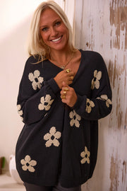 Alana Flower Drop Shoulder Cardigan | S-XL | PRE ORDER