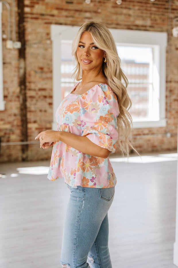 Alicia Puff Sleeve Square Neck Blouse | S-2XL