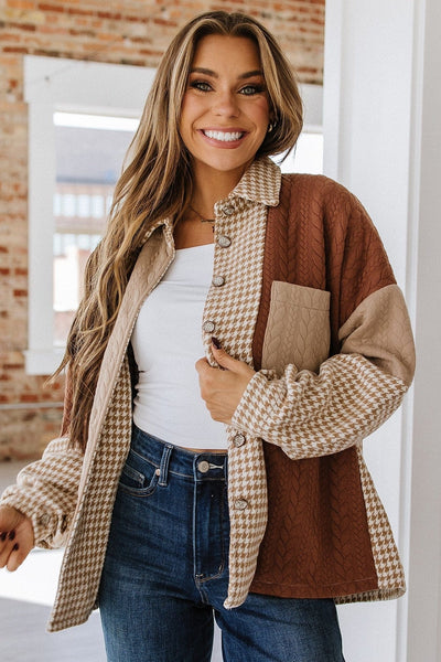 Alisha Textured Patchwork Loose Shacket | DROPSHIP