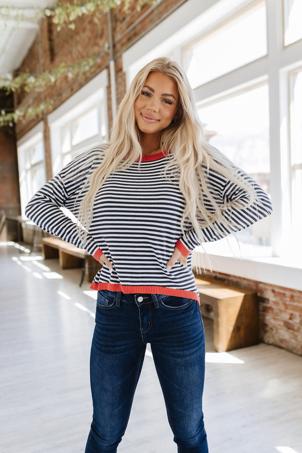 Aliza Striped Colorblock Pullover