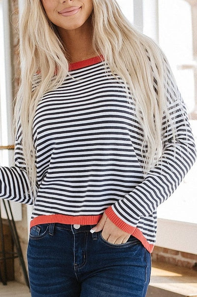 Aliza Striped Colorblock Pullover | S-2XL