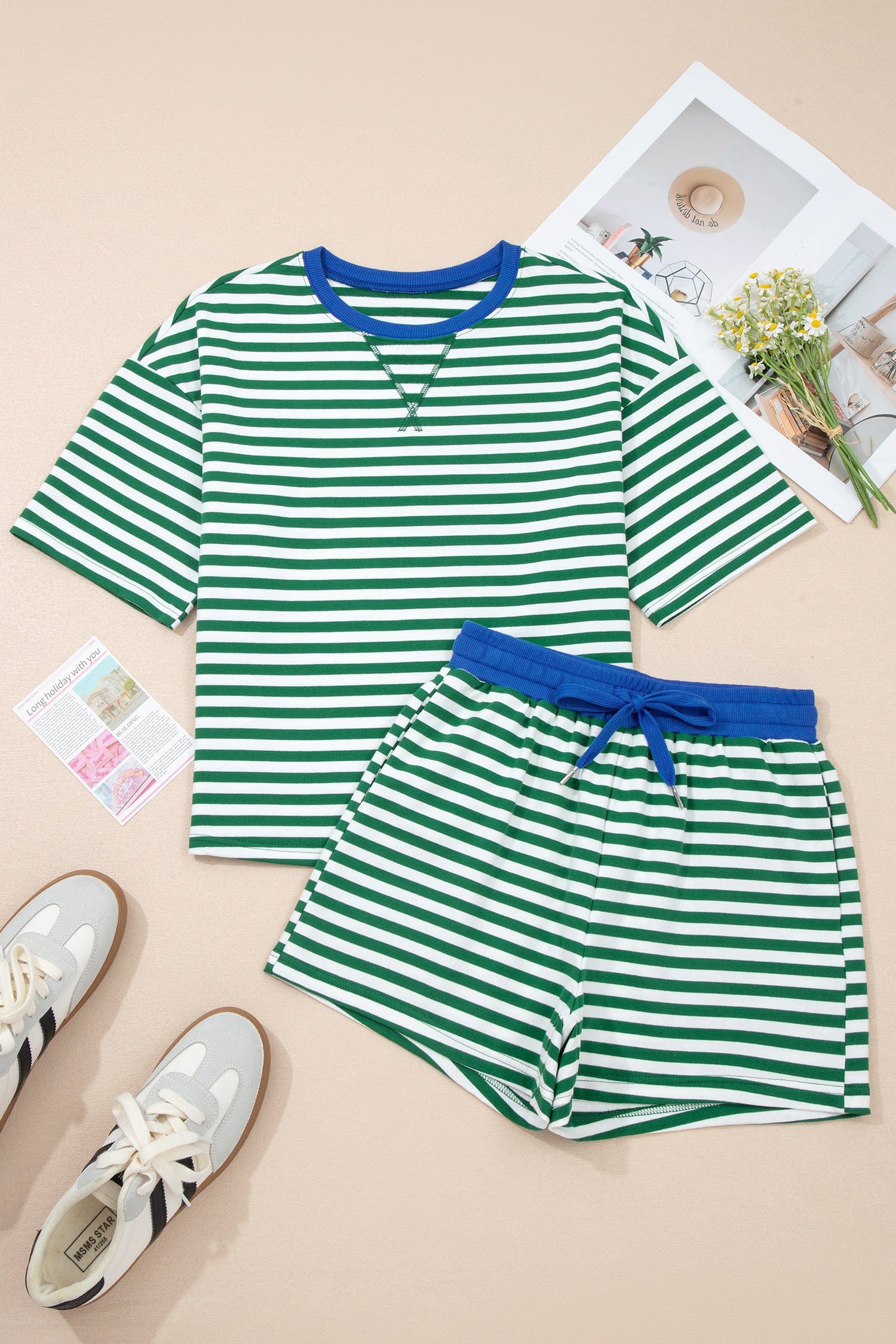Althea Striped Casual Terry Short Set