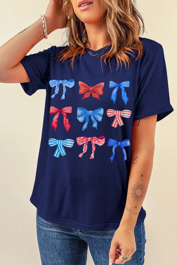 American Flag Bow Knot Graphic Tee | S-XL