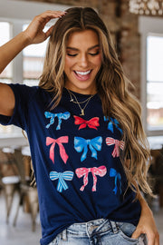 SALE - American Flag Bow Knot Graphic Tee | S-XL